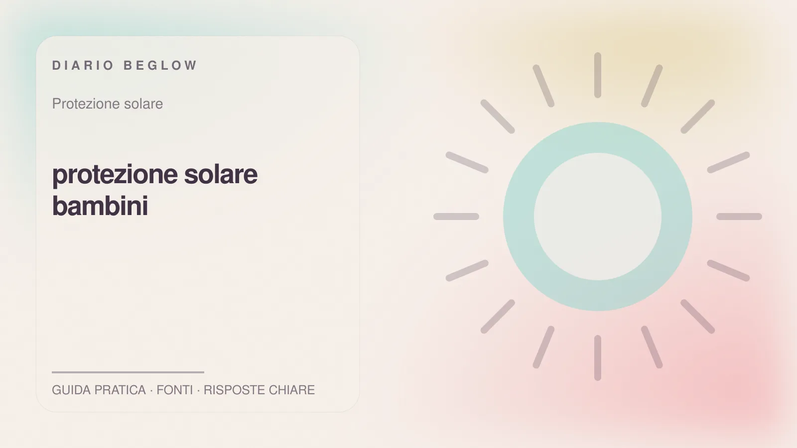 Illustrazione editoriale Beglow dedicata a protezione solare bambini